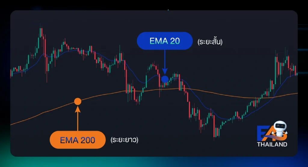 เส้น EMA กับการแสดงสัญญาณในระยะเวลาต่าง ๆ